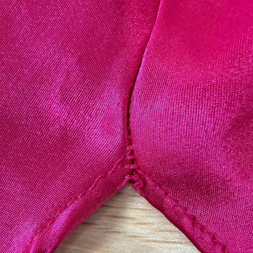 Vintage 80s 90s Pink Satin Bow Collar Slip Dress Romantic Retro Fairy Sexy M
